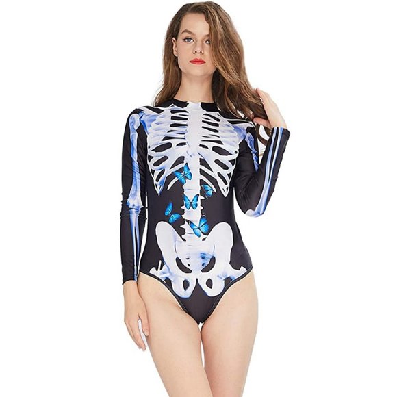 uideazone Tops - Large Skeleton Butterfly Bodysuit Rave Costume New